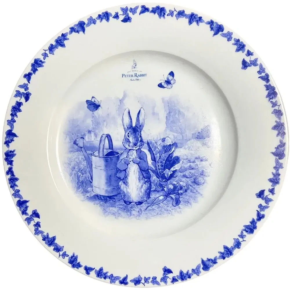 Beatrix Potter Peter Rabbit Dinner Plates 10.5in Blue Ivy Toile Set of 4 Easter